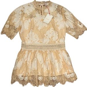 Entro Small Lace Peplum Top